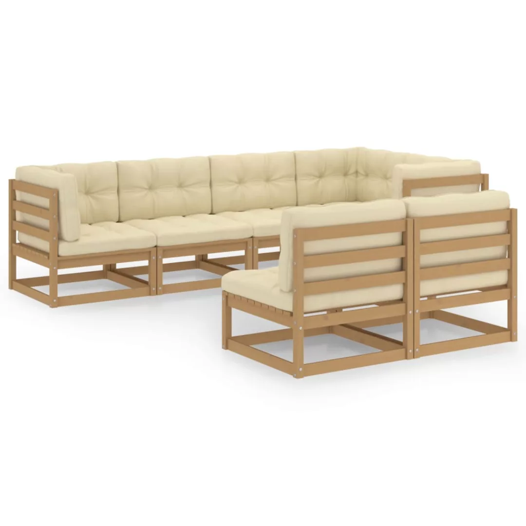 7-tlg. Garten-lounge-set Mit Kissen Kiefer Massivholz günstig online kaufen