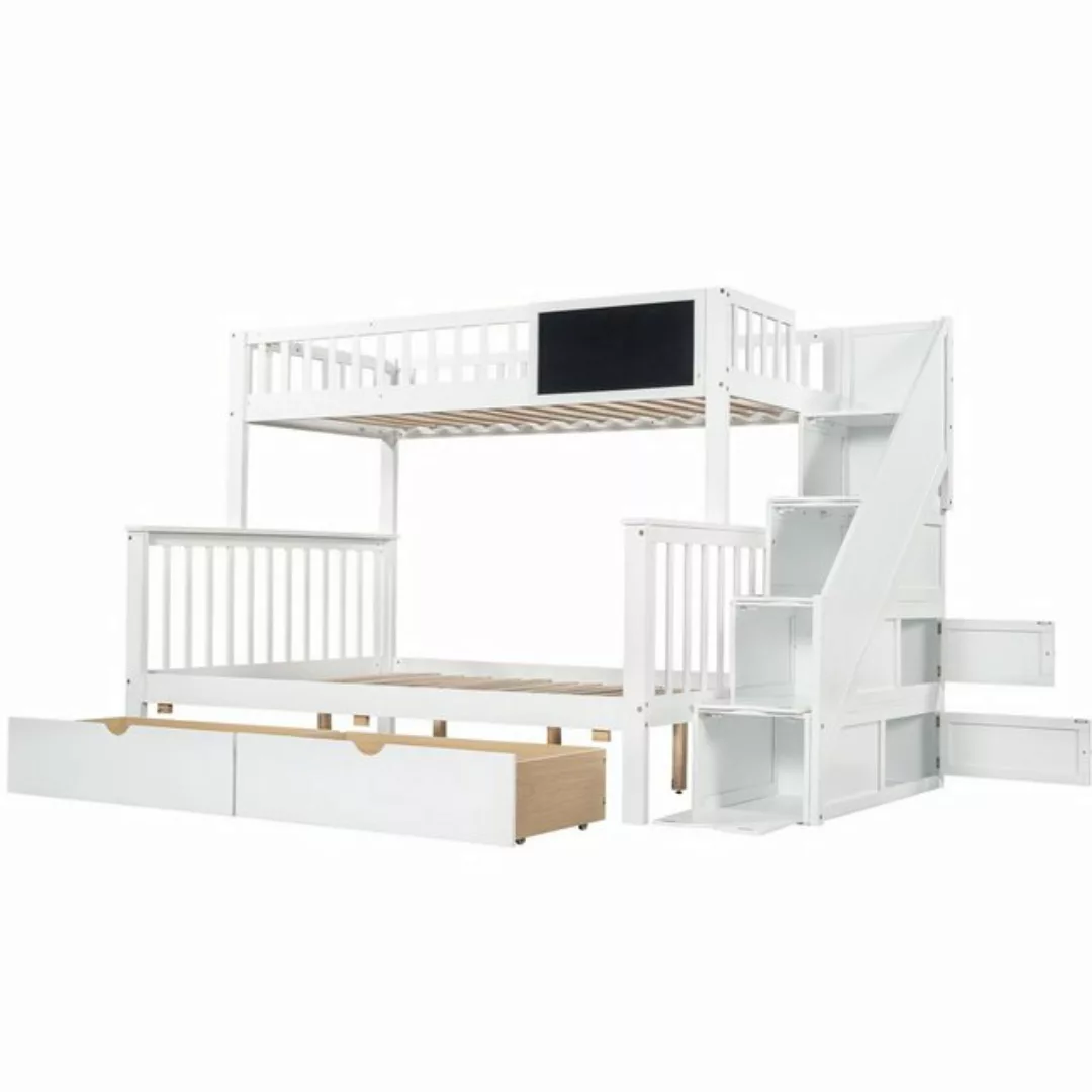 REDOM Etagenbett Kinderbett, mit Tafel Treppe Schubladen 90x200cm+140x200cm günstig online kaufen