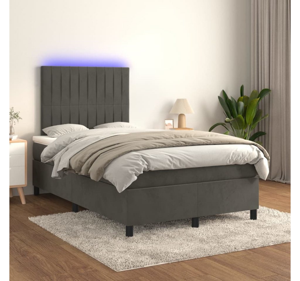 vidaXL Boxspringbett Boxspringbett mit Matratze & LED Samt (120 x 200 cm, D günstig online kaufen