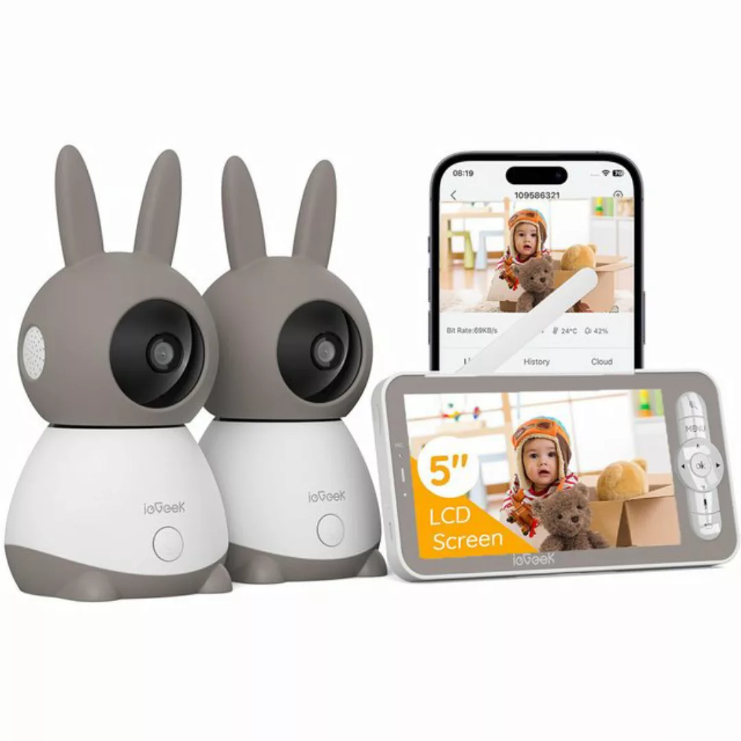 ieGeek Babyphone 2K/3MP 5 Zoll WLAN Video babyfone PTZ 355° IR-Nachtsicht, günstig online kaufen