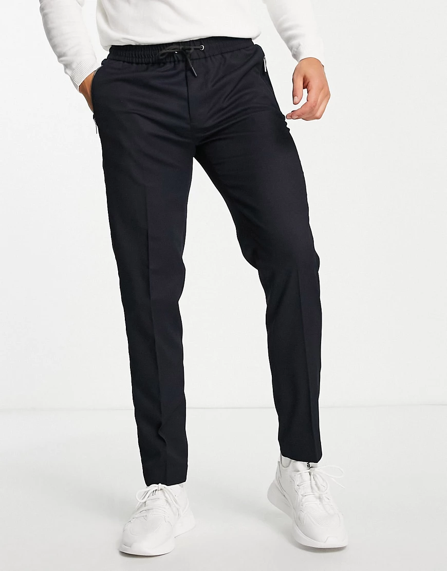 River Island – Jogginghose aus Twill in Marineblau günstig online kaufen