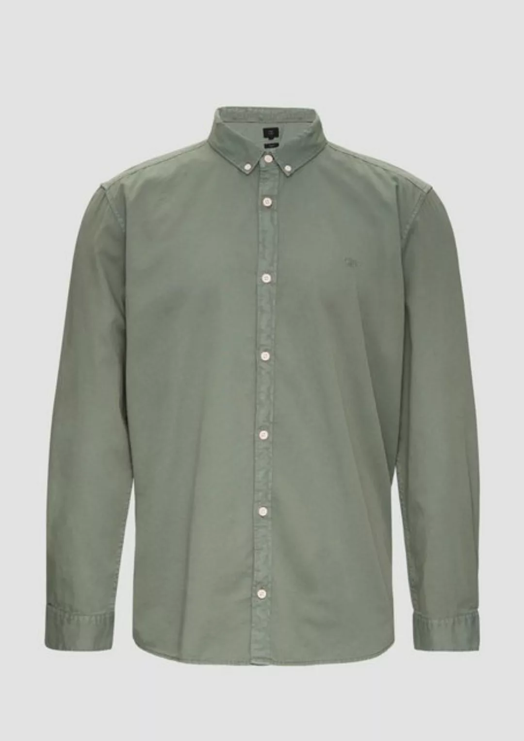 QS Langarmhemd Garment Washed Hemd mit Logo-Stickerei Garment Dye günstig online kaufen
