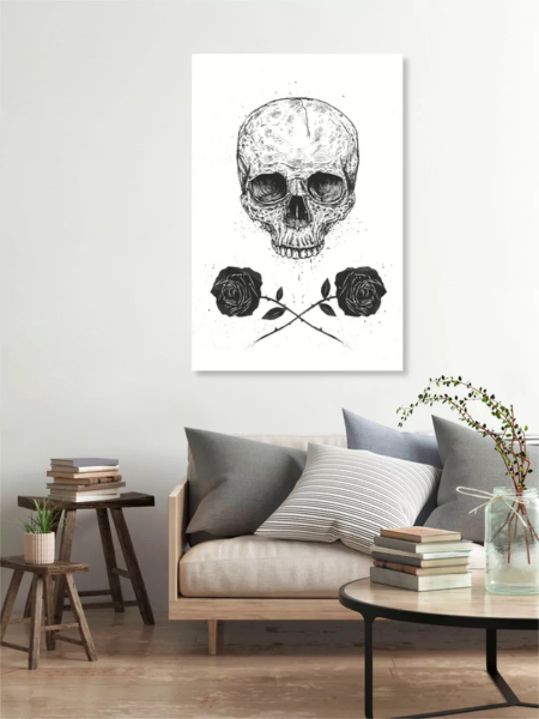 Poster / Leinwandbild - Skull N' Roses günstig online kaufen