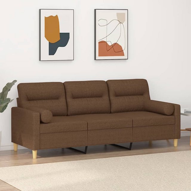 vidaXL Sofa 3-Sitzer-Sofa mit Zierkissen Taupe 180 cm Stoff günstig online kaufen