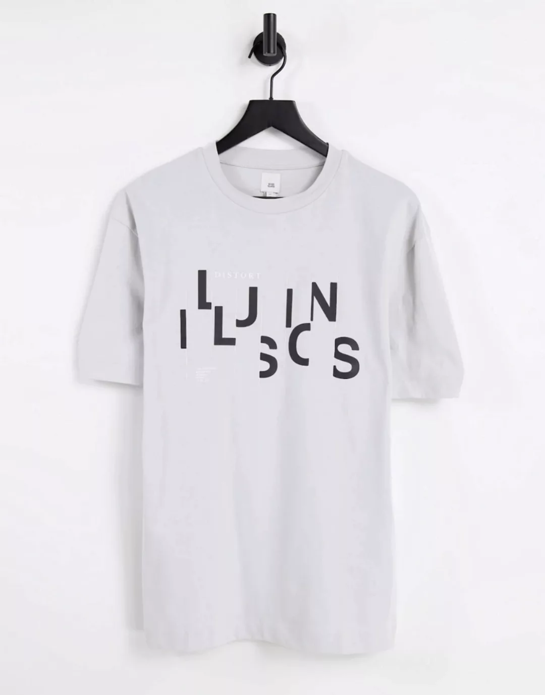 River Island ‑ Illusions ‑ Kastiges T-Shirt in Grau günstig online kaufen