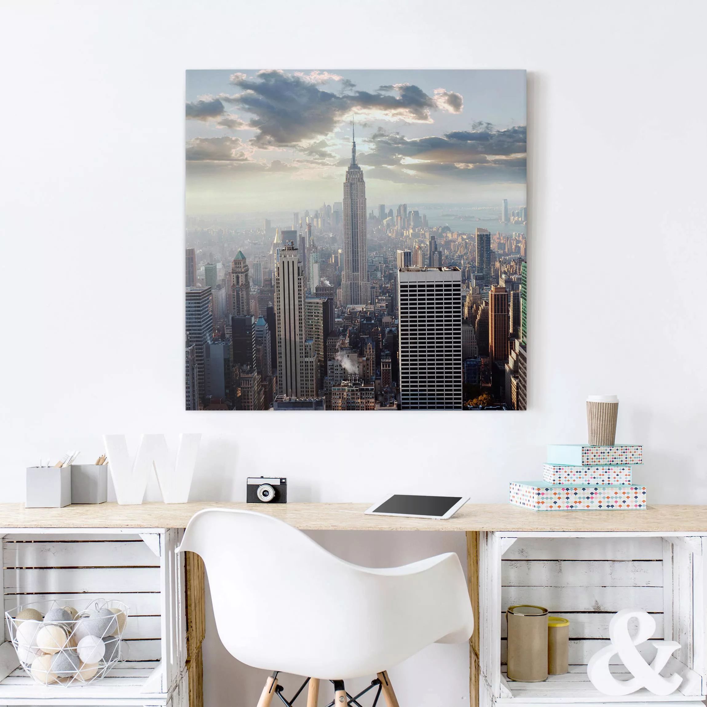 Leinwandbild New York - Quadrat Sonnenaufgang in New York günstig online kaufen