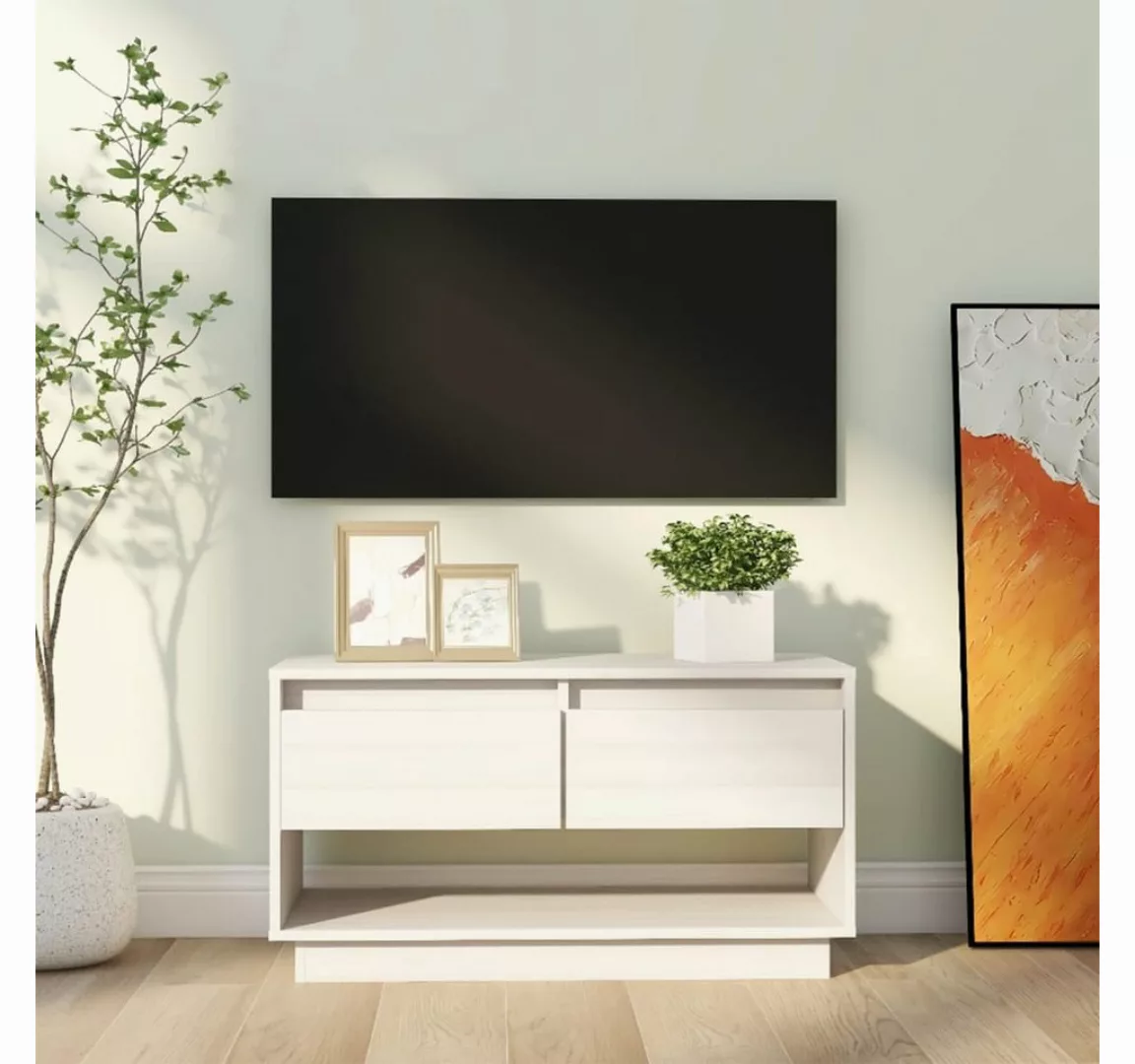 vidaXL TV-Schrank TV-Schrank Weiß 74x34x40 cm Massivholz Kiefer Lowboard günstig online kaufen