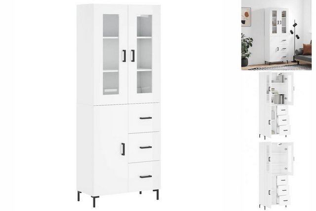 vidaXL Vitrine Highboard Hochglanz-Weiß 69,5x34x180 cm Spanplatte Glas Vitr günstig online kaufen