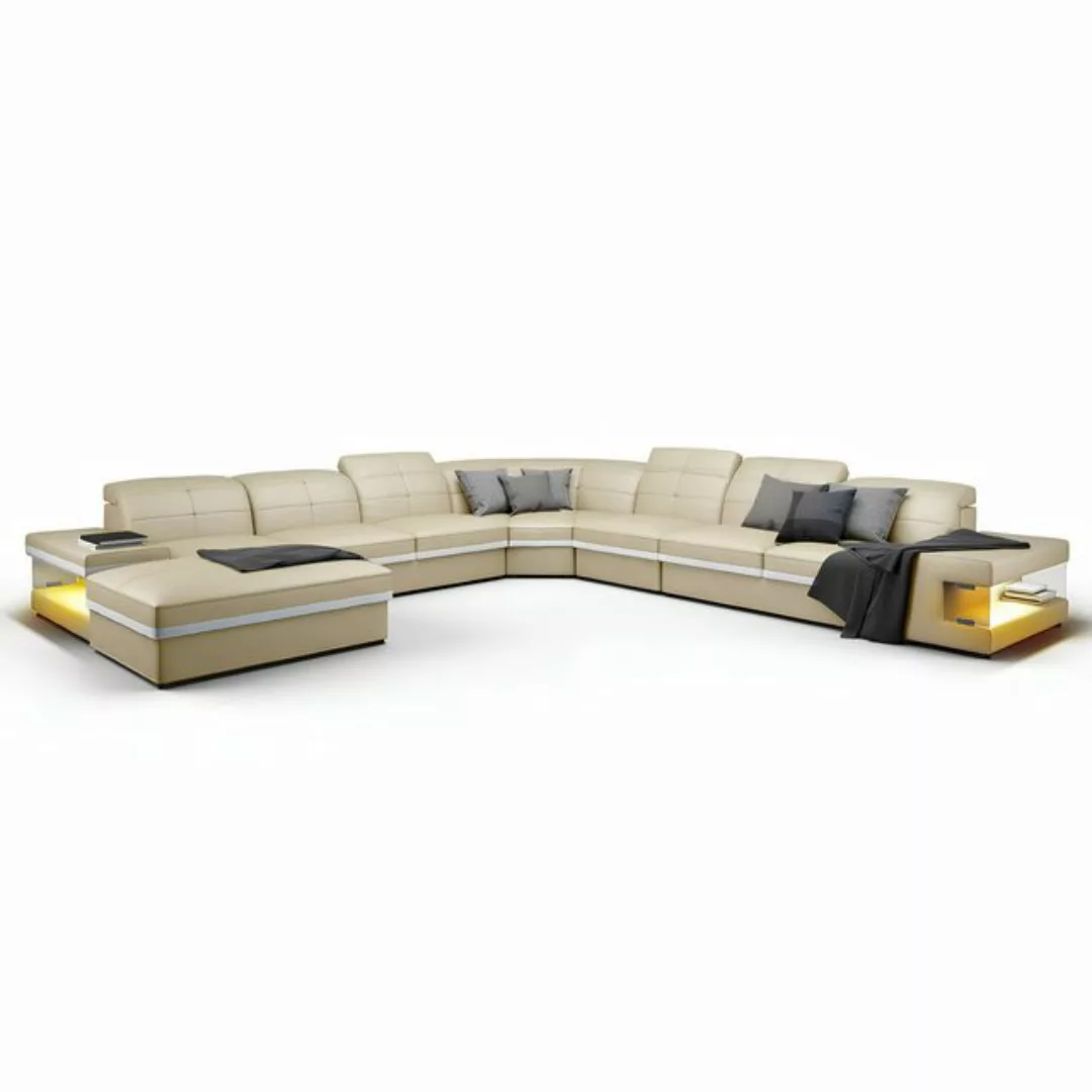 Xlmoebel Ecksofa Neue Eckgarnitur aus XXL Lederpolster-Sofa für die Wohnlan günstig online kaufen