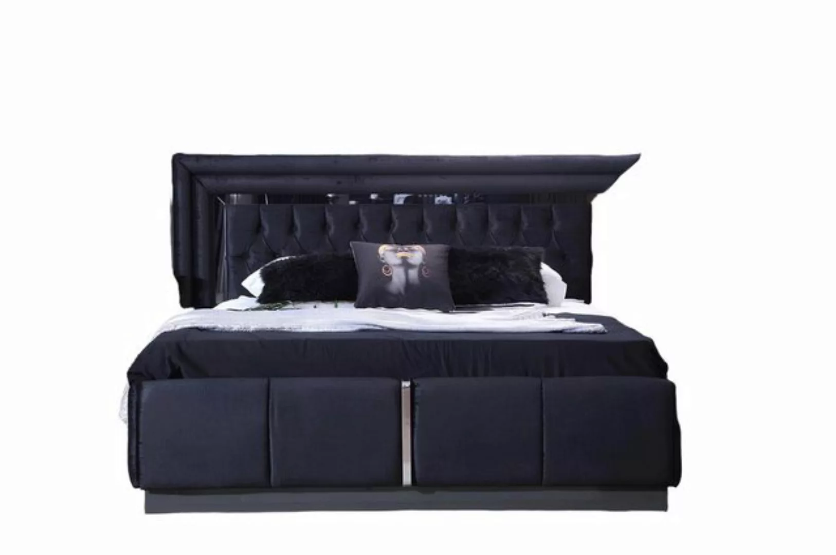 JVmoebel Bett Schwarzes Luxus Chesterfield Doppelbett Moderne Bettgestelle günstig online kaufen