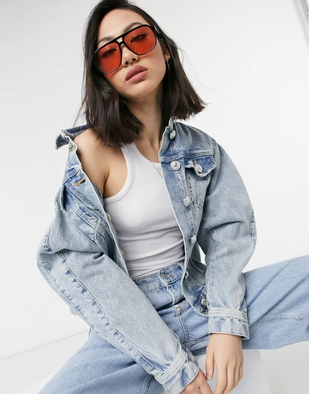 River Island – Trucker-Jeansjacke in heller authentic-blauer Waschung günstig online kaufen