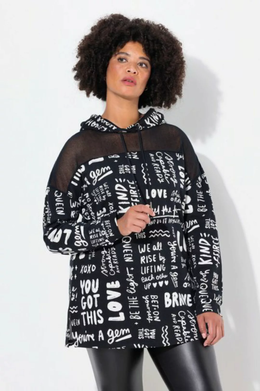 Angel of Style Sweatshirt Long-Hoodie oversized Wording-Muster Kapuze günstig online kaufen