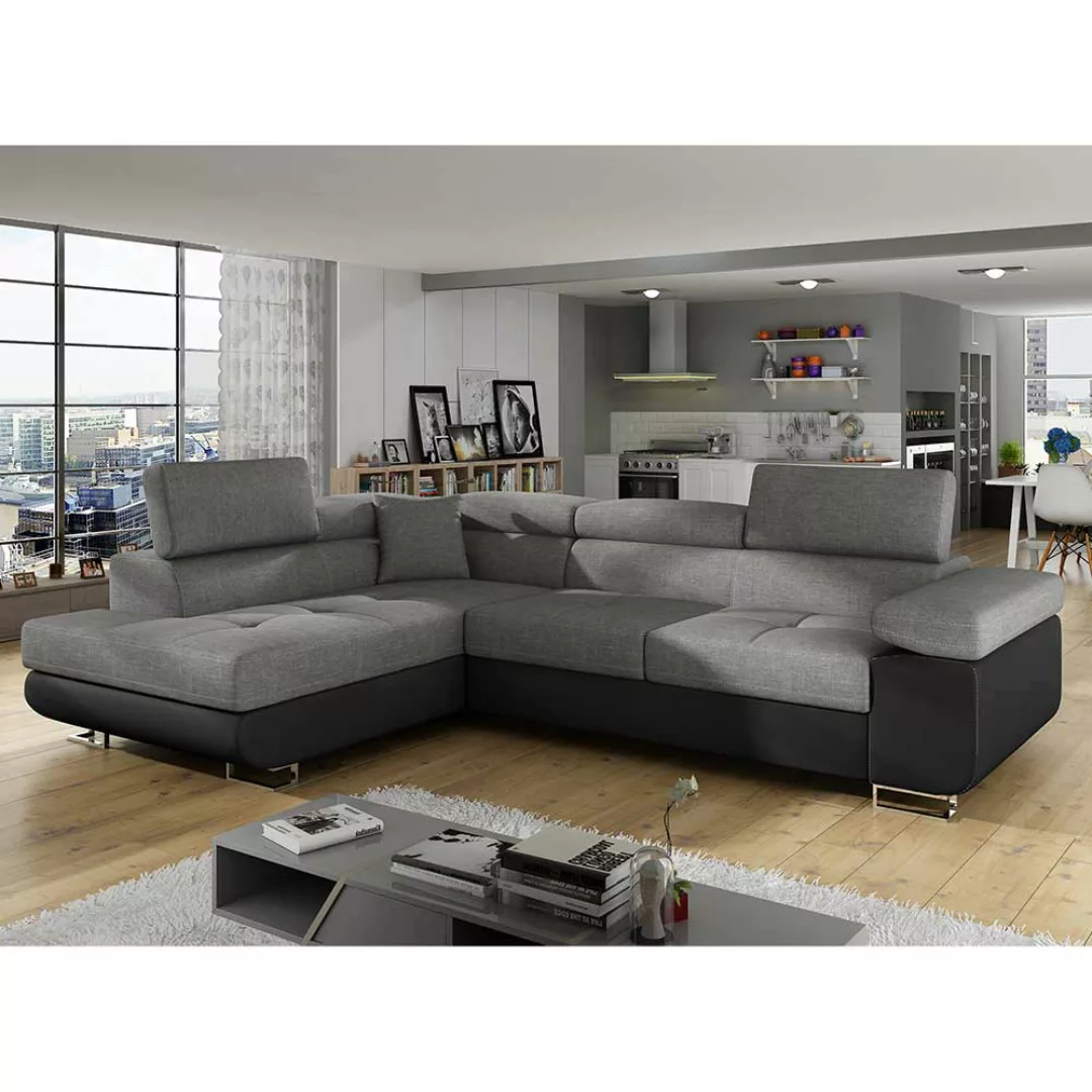 Sofa Ecksofa in Grau und Schwarz günstig online kaufen