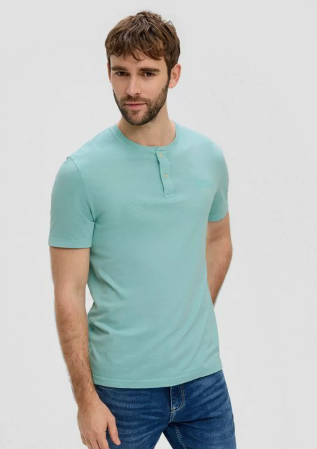 s.Oliver Kurzarmshirt T-Shirt mit Garment Dye und Henley-Ausschnitt Garment günstig online kaufen