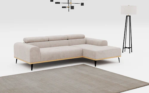 Places of Style Ecksofa "Carlo L-Form", mit Kopfteilverstellung & Holz-Rahm günstig online kaufen