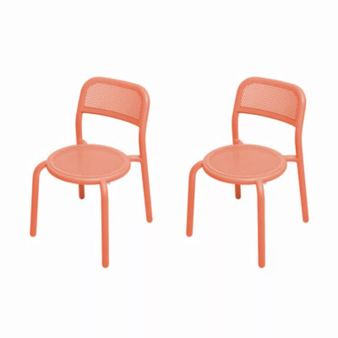 Stapelbarer Stuhl Toní metall orange / 2er-Set - Aluminium-Lochblech - Fatb günstig online kaufen