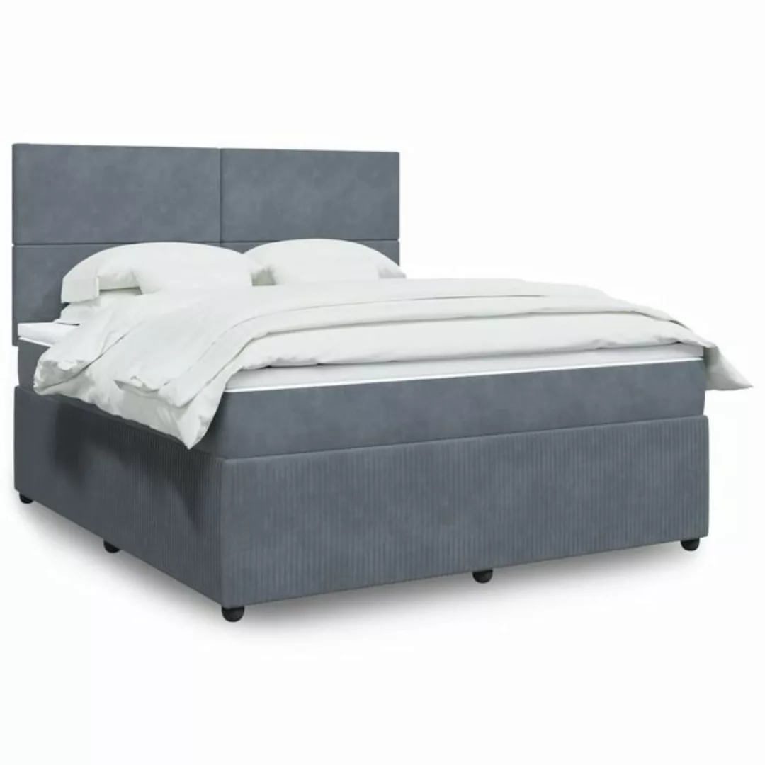 vidaXL Boxspringbett mit Matratze Dunkelgrau 180x200 cm Samt2106646 günstig online kaufen