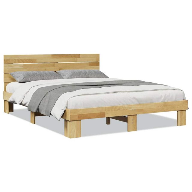 vidaXL Bett, Massivholzbett mit Kopfteil ohne Matratze 150x200 cm Eichenhol günstig online kaufen