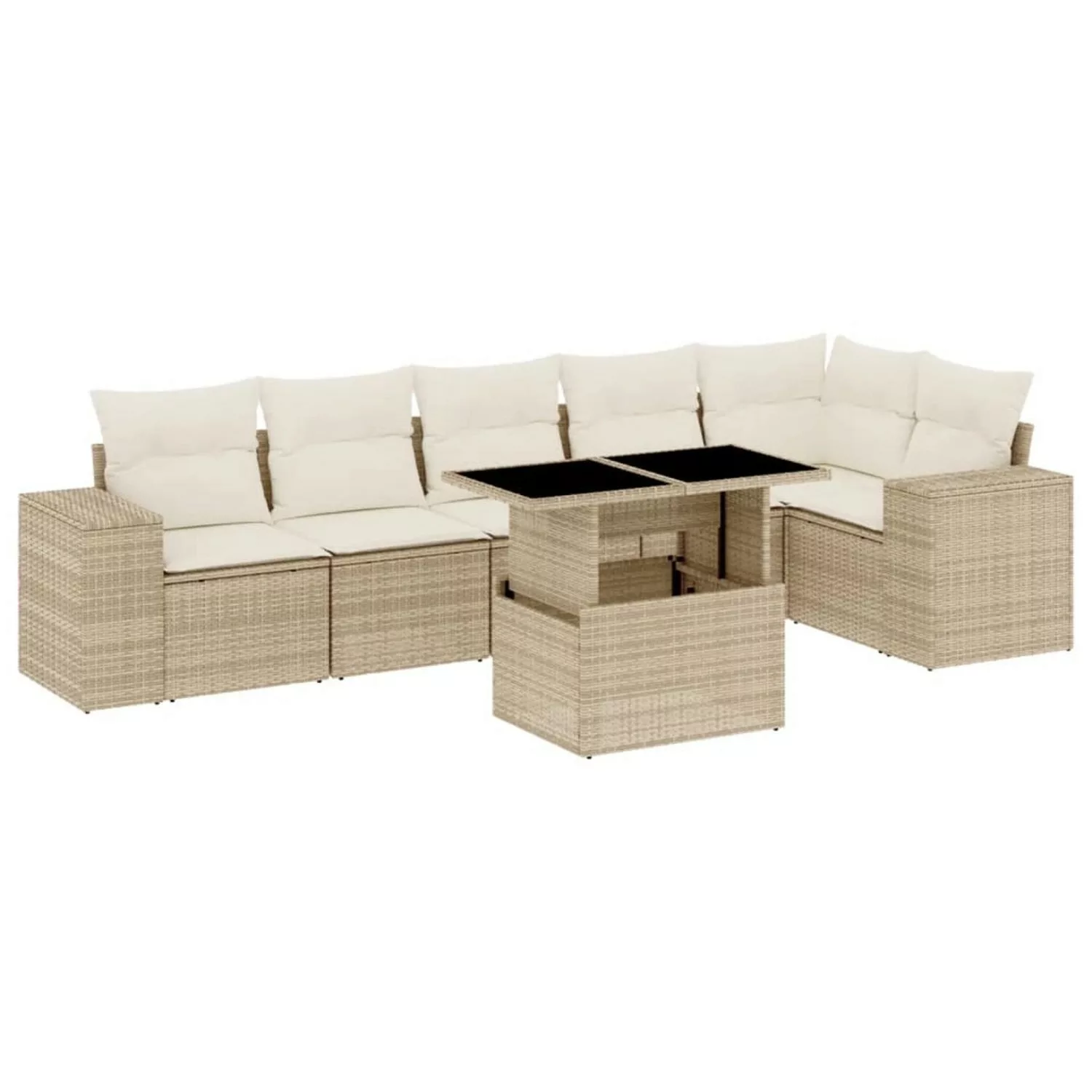 vidaXL 7-tlg Garten-Sofagarnitur mit Kissen Beige Poly Rattan Modell 410 günstig online kaufen