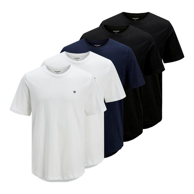 Jack & Jones T-Shirt Tee SS Crew Neck 5PK mit kleinem Logo auf der linken B günstig online kaufen