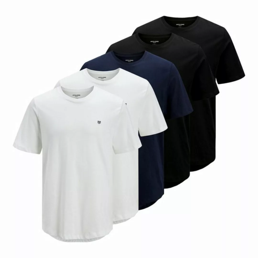 Jack & Jones T-Shirt Tee SS Crew Neck 5PK mit kleinem Logo auf der linken B günstig online kaufen