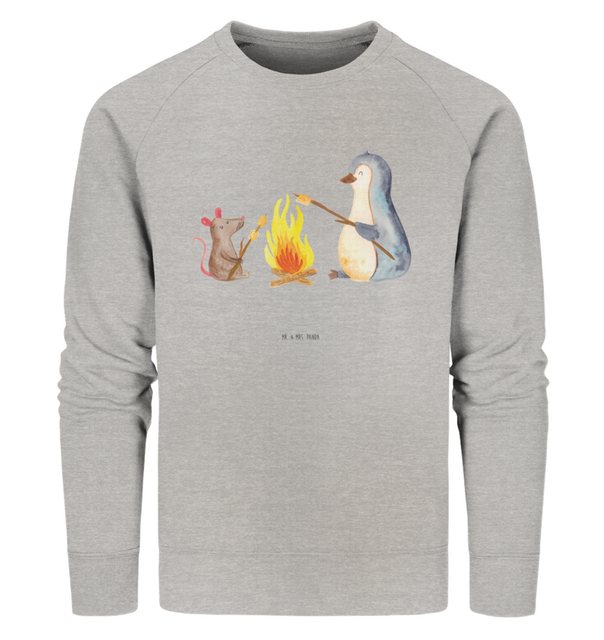 Mr. & Mrs. Panda Longpullover Größe XL Pinguin Lagerfeuer - Heather Grey - günstig online kaufen