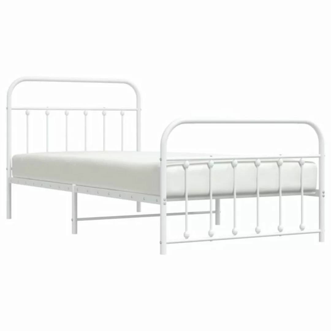 vidaXL Bett Bettgestell mit Kopf- und Fußteil Metall Weiß 100x200 cm günstig online kaufen