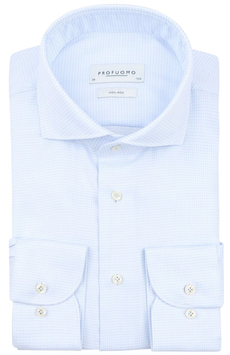 Profuomo Dobby Mouliné Hemd Print Hellblau   - Größe 45 günstig online kaufen