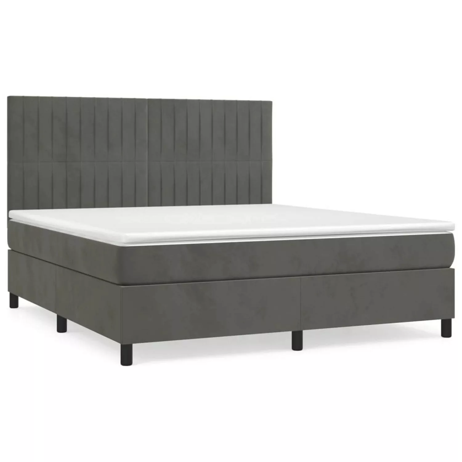 vidaXL Boxspringbett mit Matratze Dunkelgrau 160x200 cm Samt1347926 günstig online kaufen