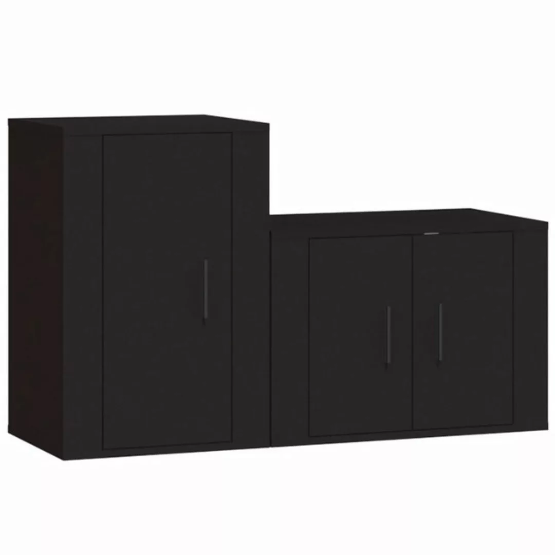 vidaXL TV-Schrank 2-tlg TV-Schrank-Set Schwarz Spanplatte TV-Lowboard Ferns günstig online kaufen