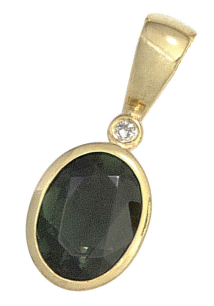 JOBO Kettenanhänger "Anhänger oval", 585 Gold mit 1 Diamant und Turmalin günstig online kaufen