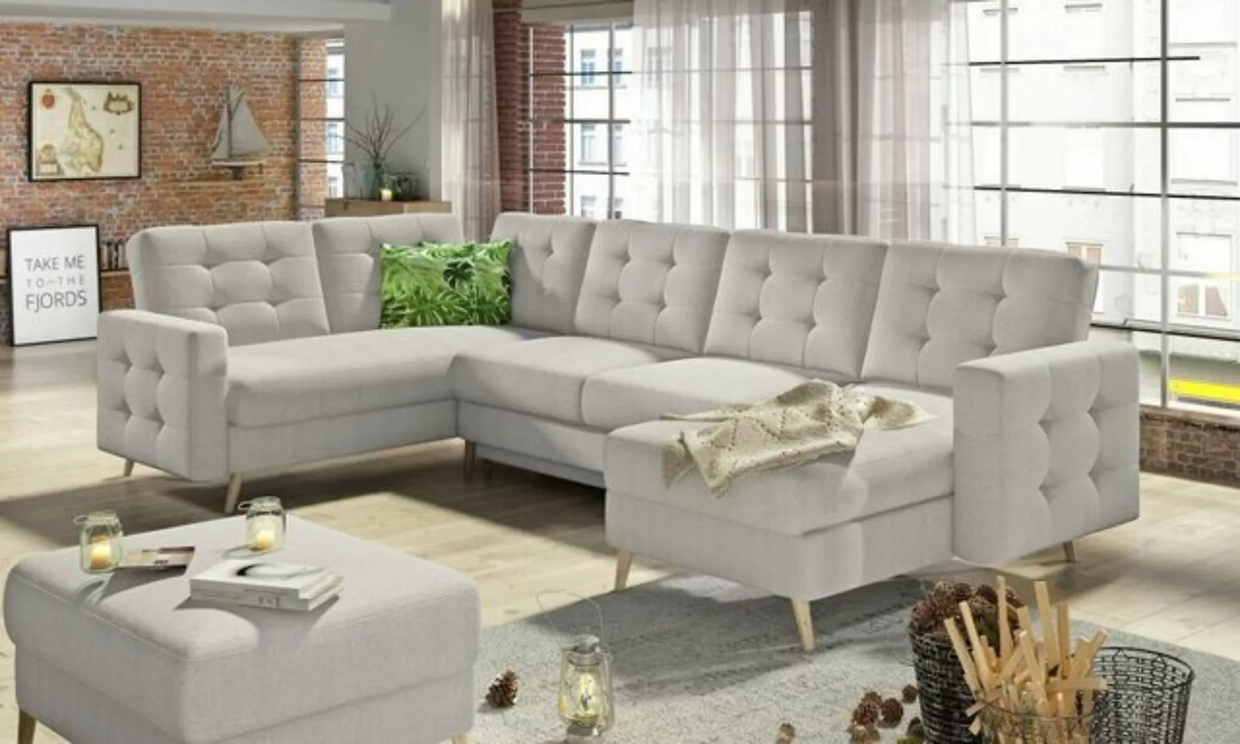 JVmoebel Ecksofa, U-Form Couch Wohnlandschaft Ecksofa Modern Design Sofa te günstig online kaufen