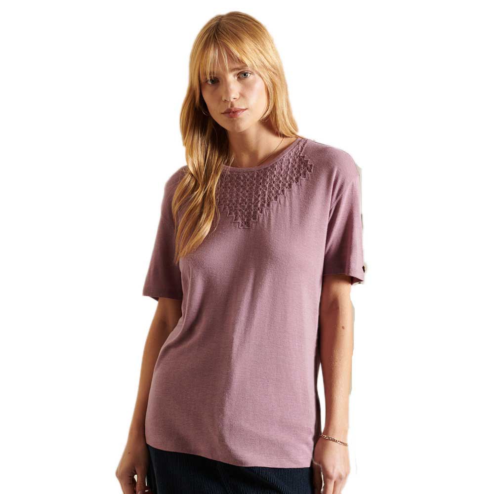 Superdry Chevron Lace Jersey Kurzarm Bluse XS Dazed Lilac günstig online kaufen