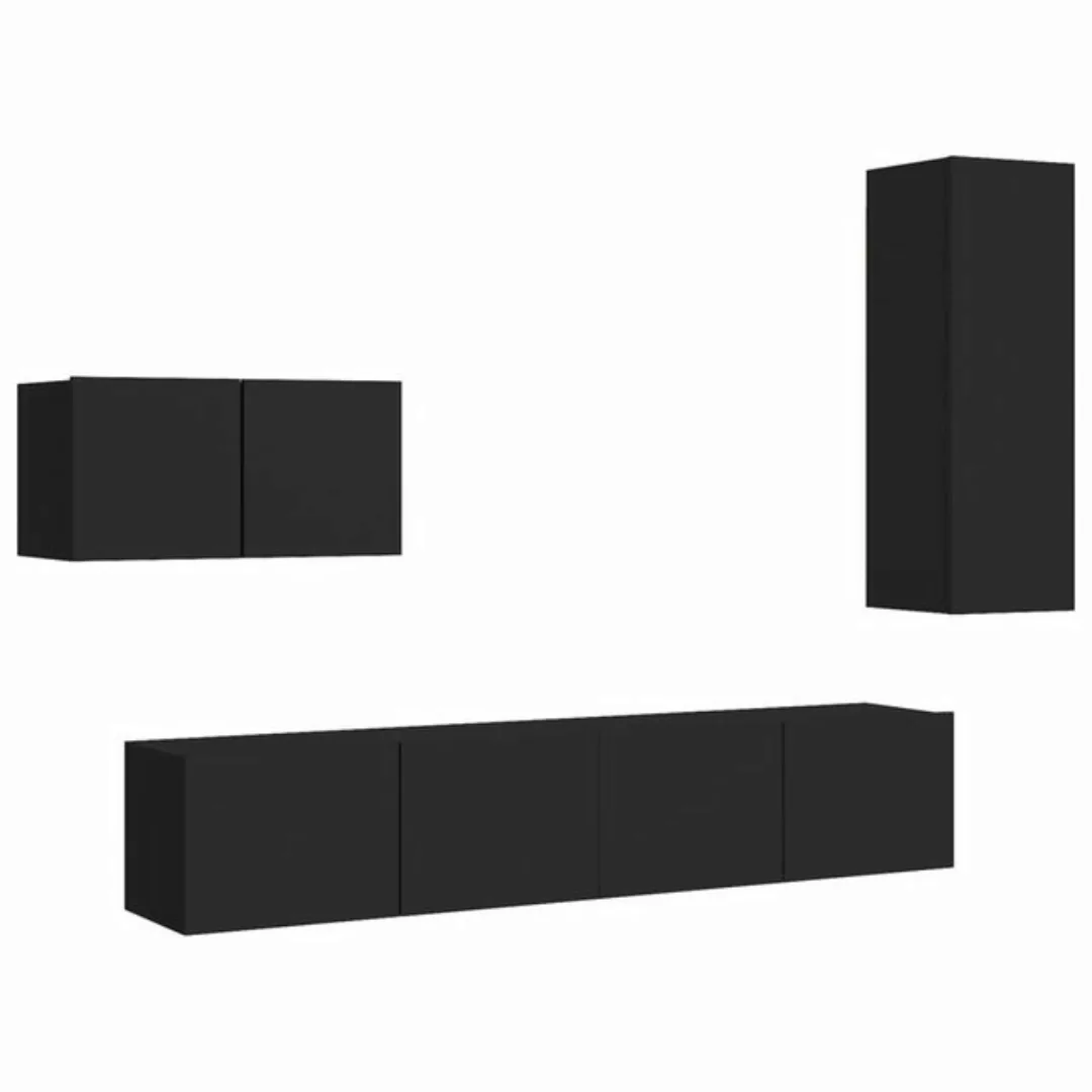 furnicato TV-Schrank 4-tlg. TV-Schrank-Set Schwarz Holzwerkstoff (1-St) günstig online kaufen