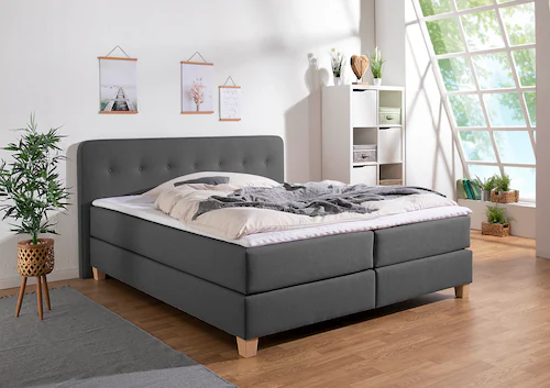 Home affaire Boxspringbett Fargo, inkl. Topper, in 3 Matratzenarten, viele günstig online kaufen