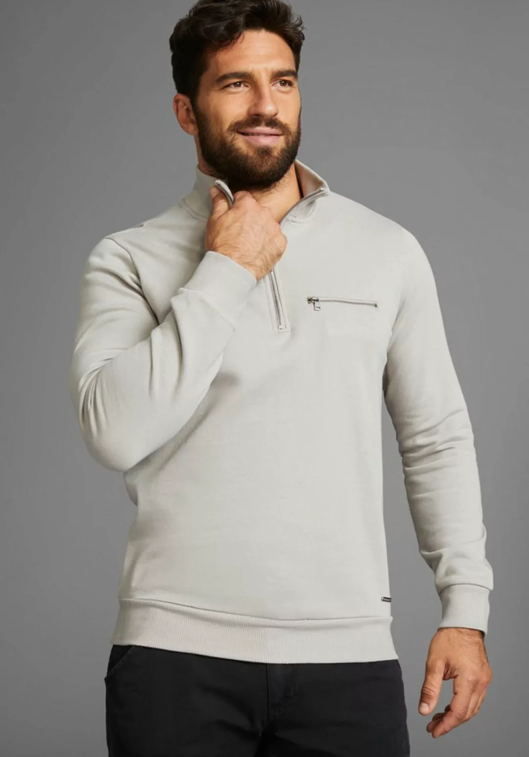 Bruno Banani Sweatshirt, mit Troyer Kragen - NEUE KOLLEKTION günstig online kaufen