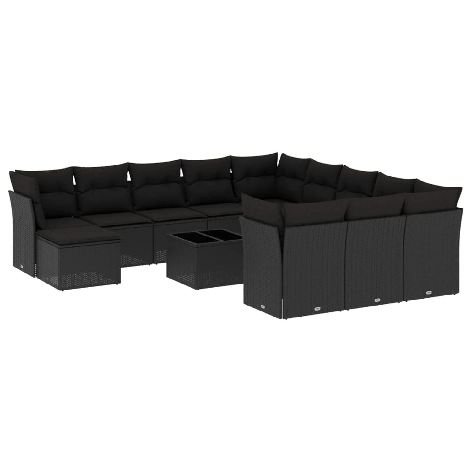 vidaXL 13-tlg Garten-Sofagarnitur mit Kissen Schwarz Poly Rattan Modell 23 günstig online kaufen