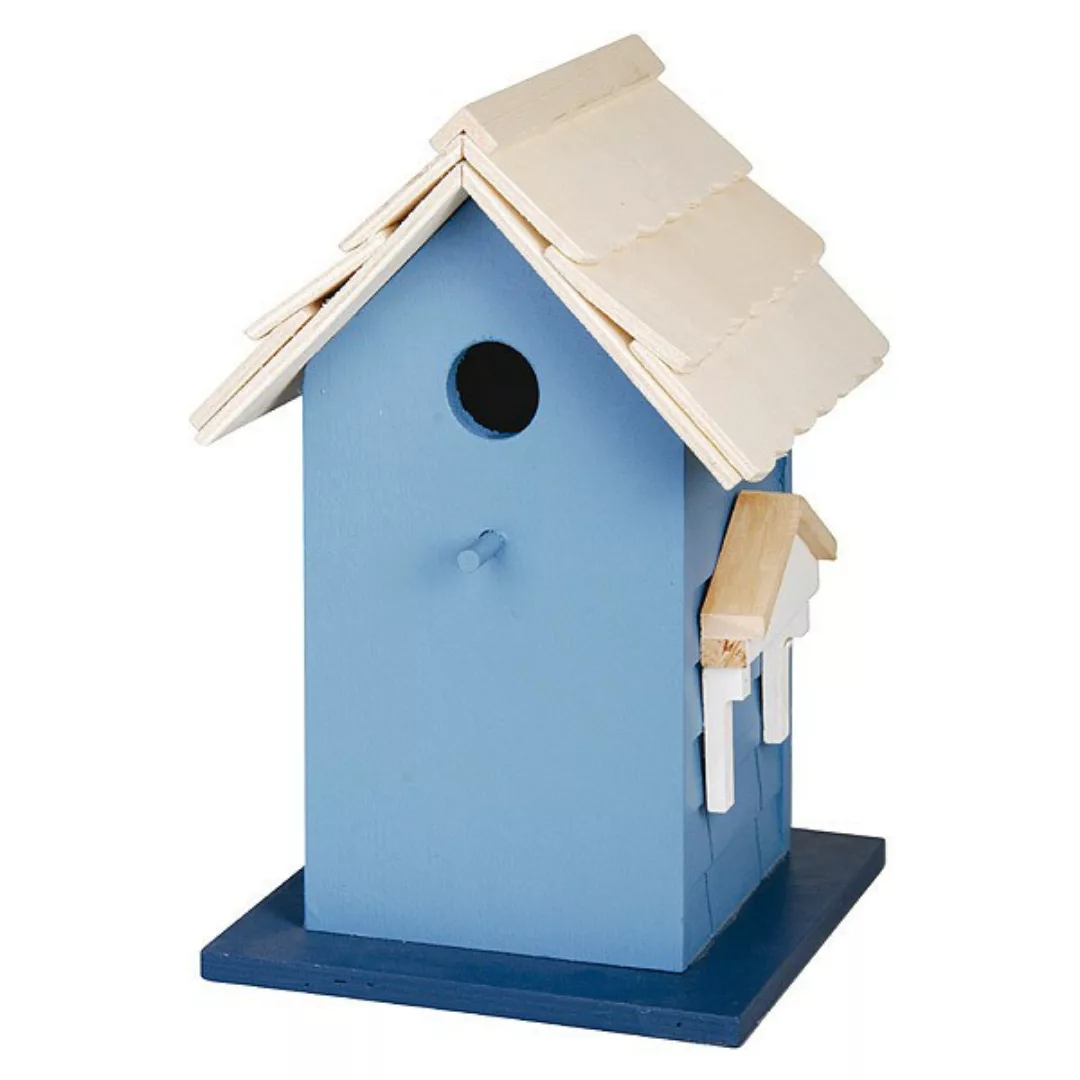 Buntes Vogelhaus Vogel-Villa Nistkasten Holz Blau 27,5cm günstig online kaufen