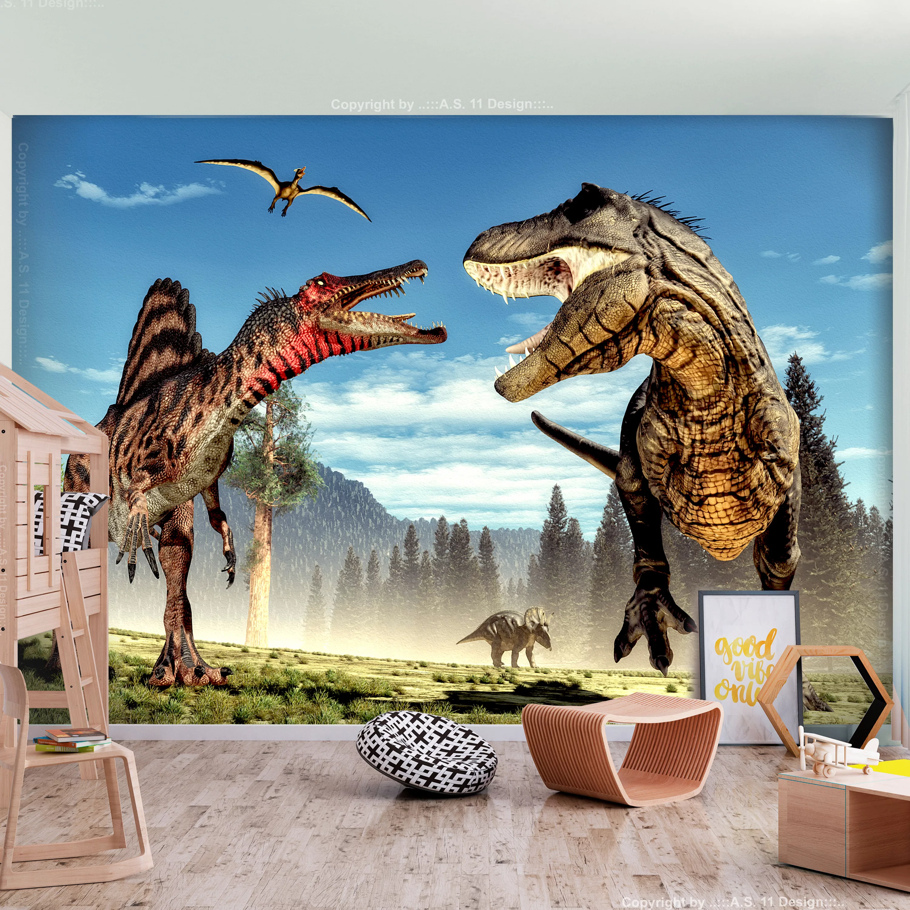 Fototapete - Fighting Dinosaurs günstig online kaufen
