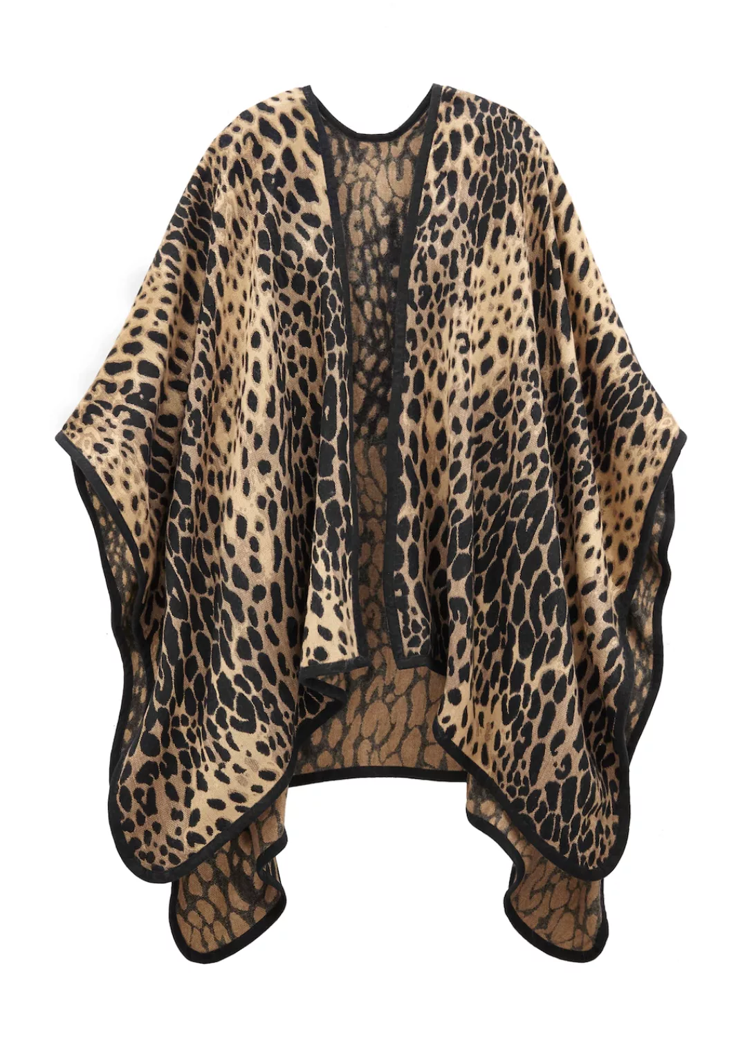 LASCANA Strickponcho mit Leo-Muster, Poncho mit Animal Print, Cape, Schal V günstig online kaufen