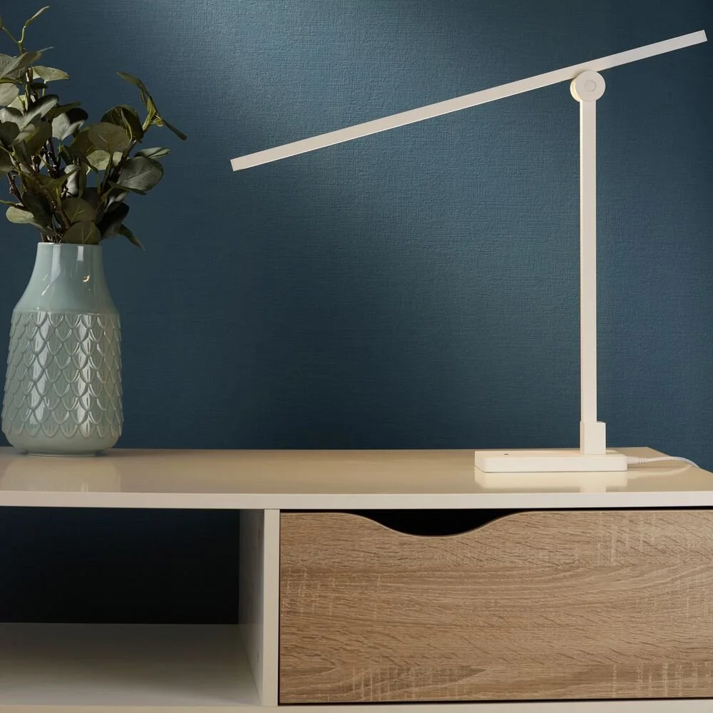 loomiQ | LED Schreibtischleuchte Denton aus Metall in Weiß dimmbar mit Sens günstig online kaufen