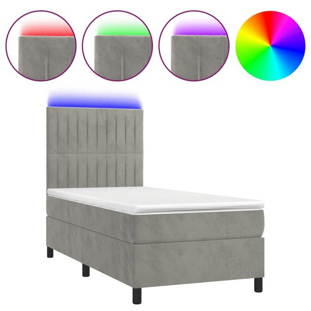 vidaXL Boxspringbett Boxspringbett mit Matratze & LED Samt (90 x 190 cm, He günstig online kaufen