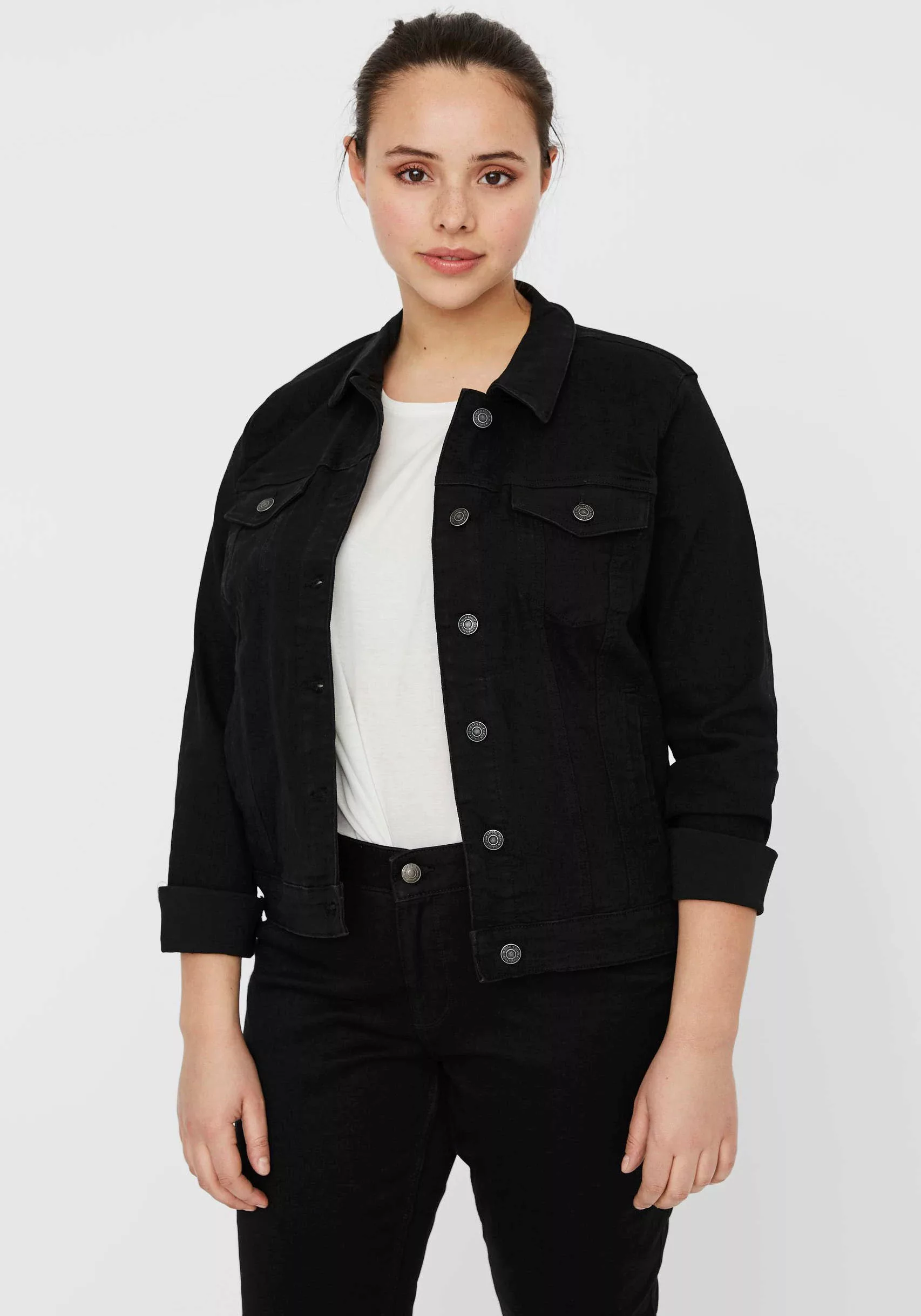 Vero Moda Curve Jeansjacke "VMRUNA LS SLIM DNM JCK MIX GA CUR NOOS" günstig online kaufen