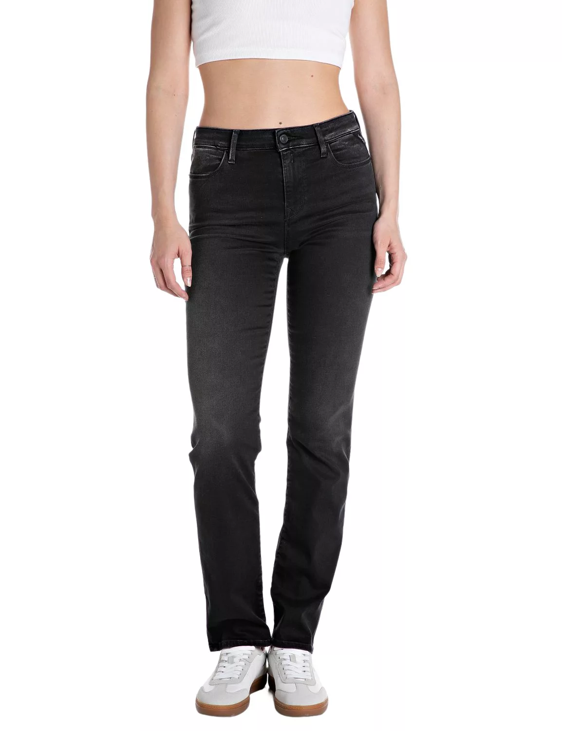 Replay Damen Jeans ZOLIE - Straight Fit - Schwarz - Black Denim günstig online kaufen