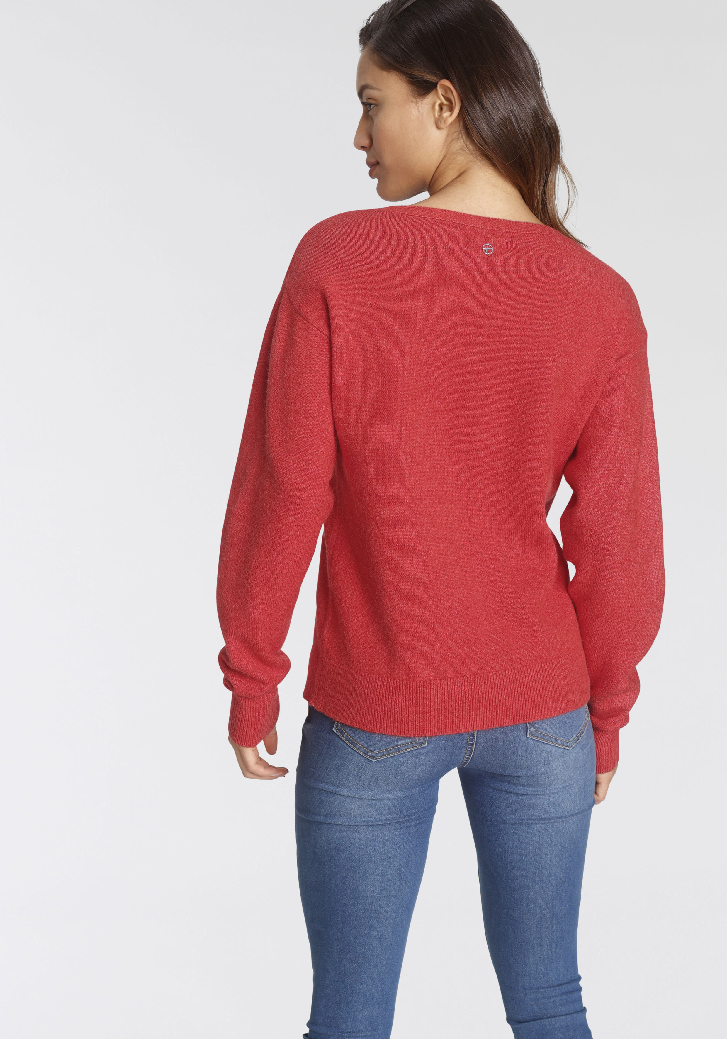 Tamaris V-Ausschnitt-Pullover mit Frontbiese günstig online kaufen