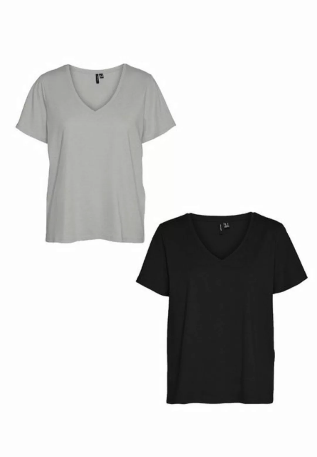 Vero Moda T-Shirt T-Shirt 2er-Set Basic V-Ausschnitt Top (2-tlg) 7495 in Gr günstig online kaufen