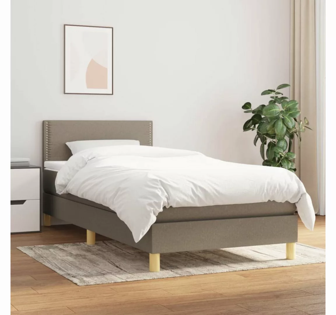 vidaXL Boxspringbett, Boxspringbett mit Matratze Taupe 90x190 cm Stoff günstig online kaufen