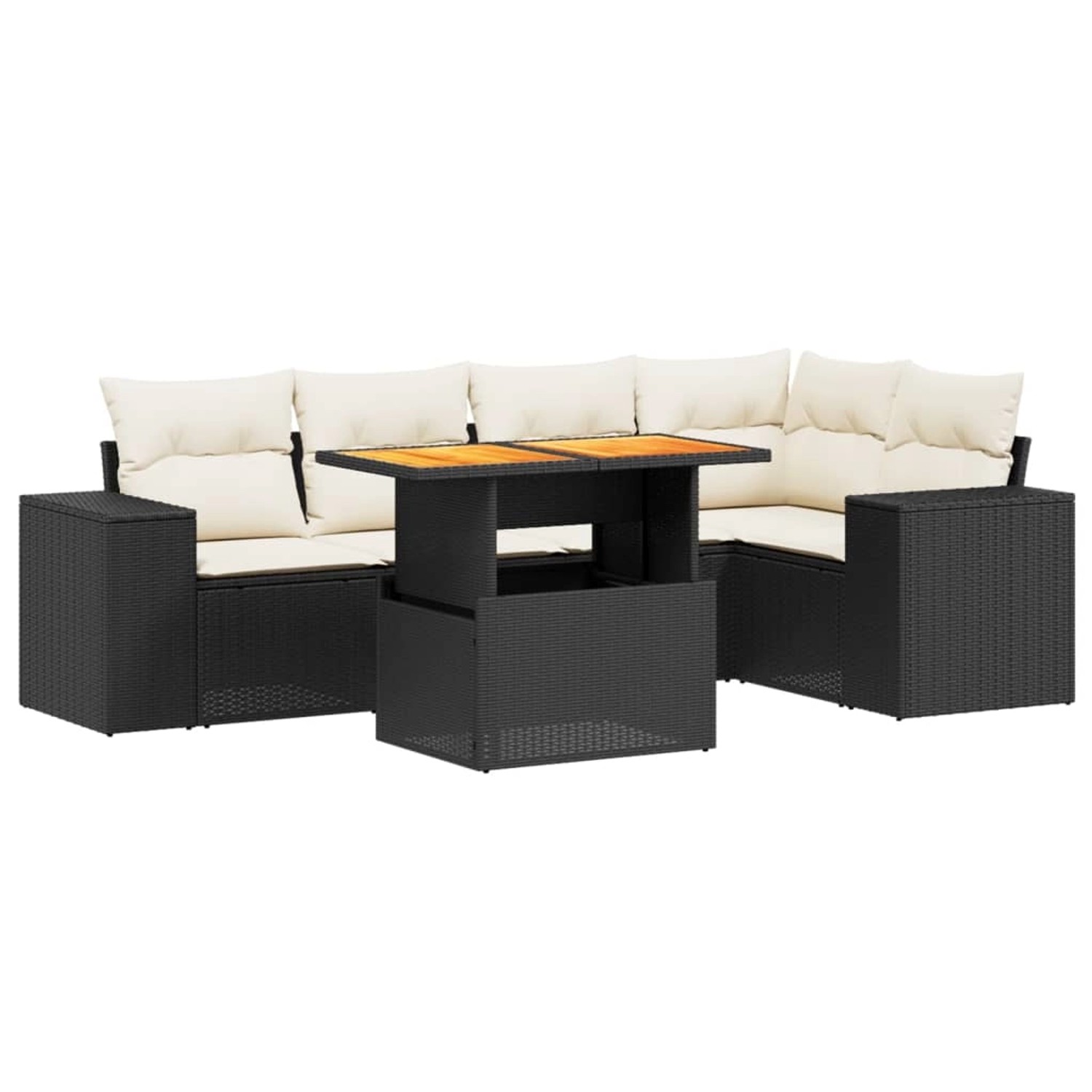 vidaXL 6-Tlg Garten-Sofagarnitur mit Kissen Schwarz Poly Rattan 3272624 günstig online kaufen