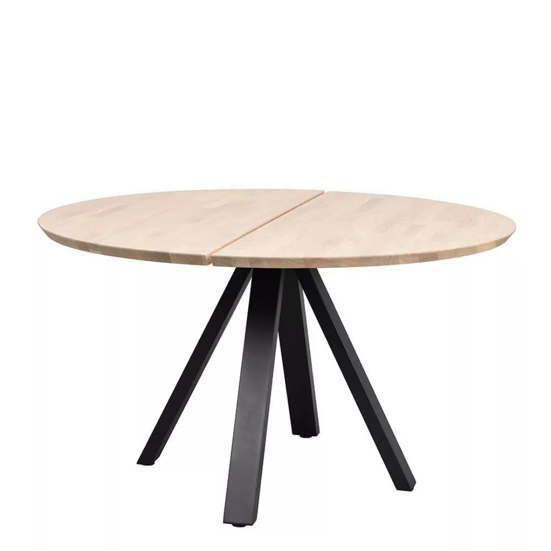 Essplatzgruppe mit rundem Tisch in Holz White Wash Cremefarben (fünfteilig) günstig online kaufen