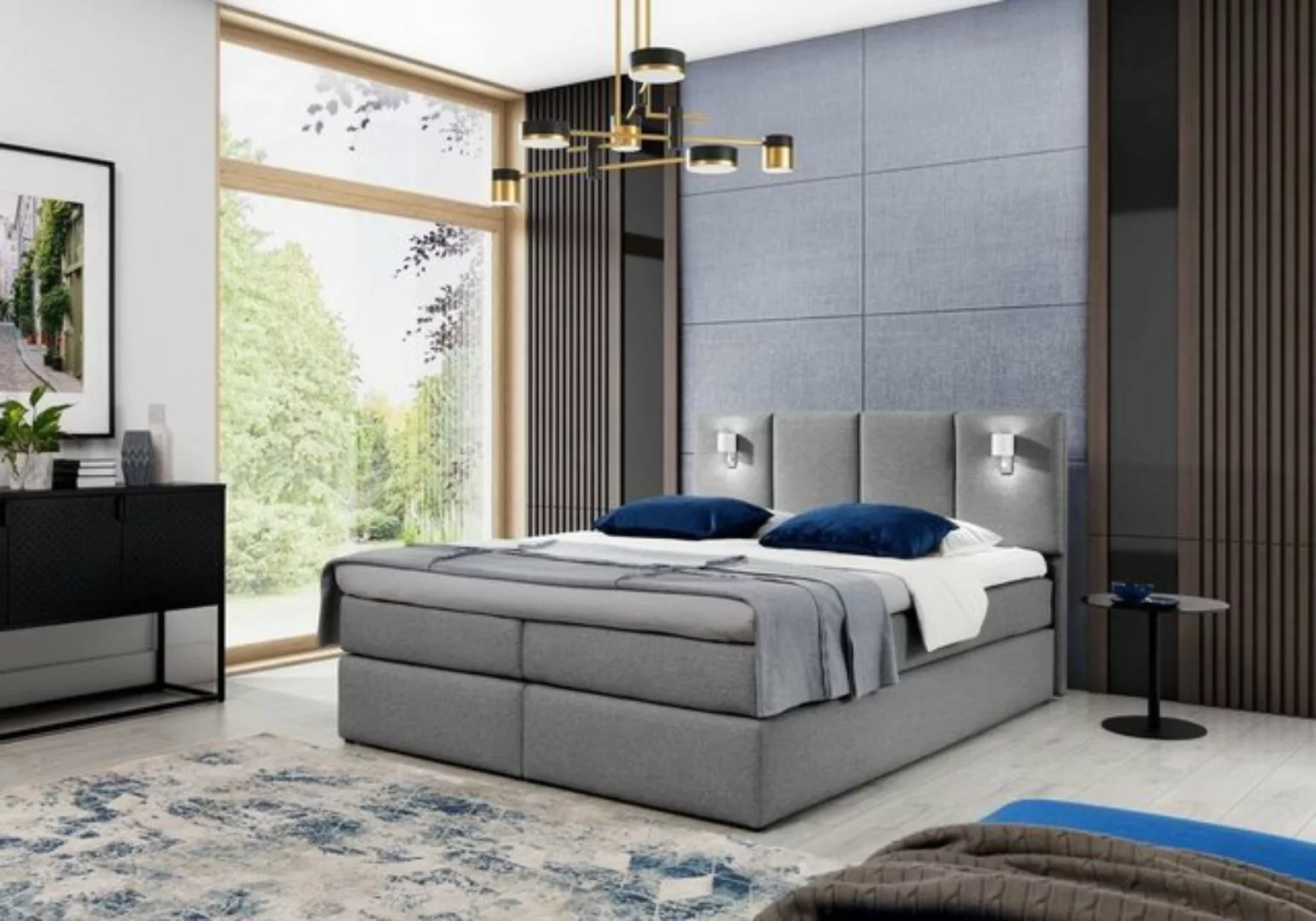 JVmoebel Bett, Bett Boxspringbett Schlafzimmer Polster Design Doppel Hotel günstig online kaufen